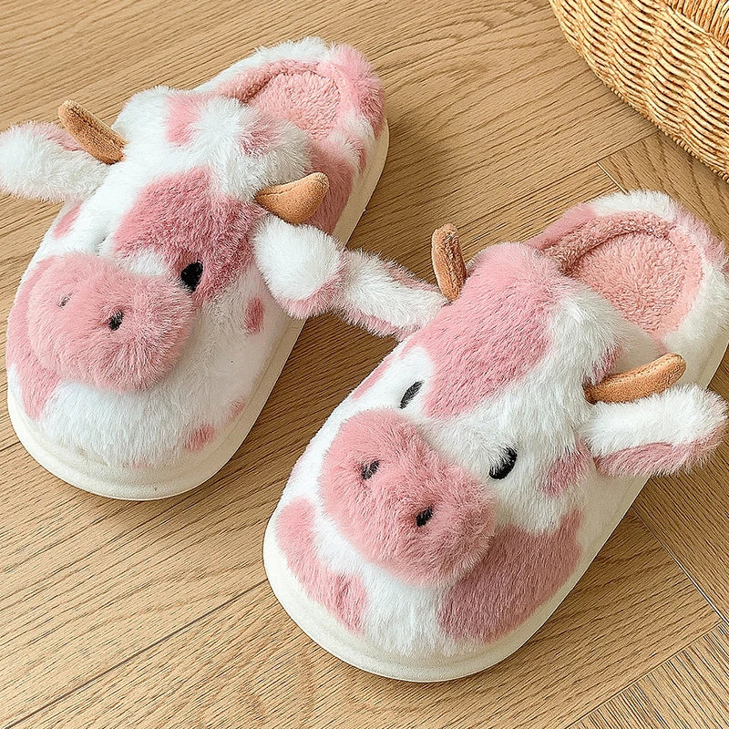 Fuzzy Cow Slippers