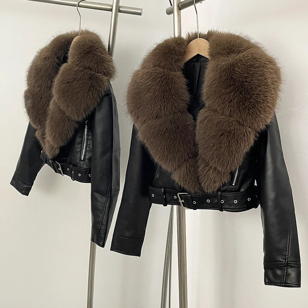 Faux Shearling Cropped Biker