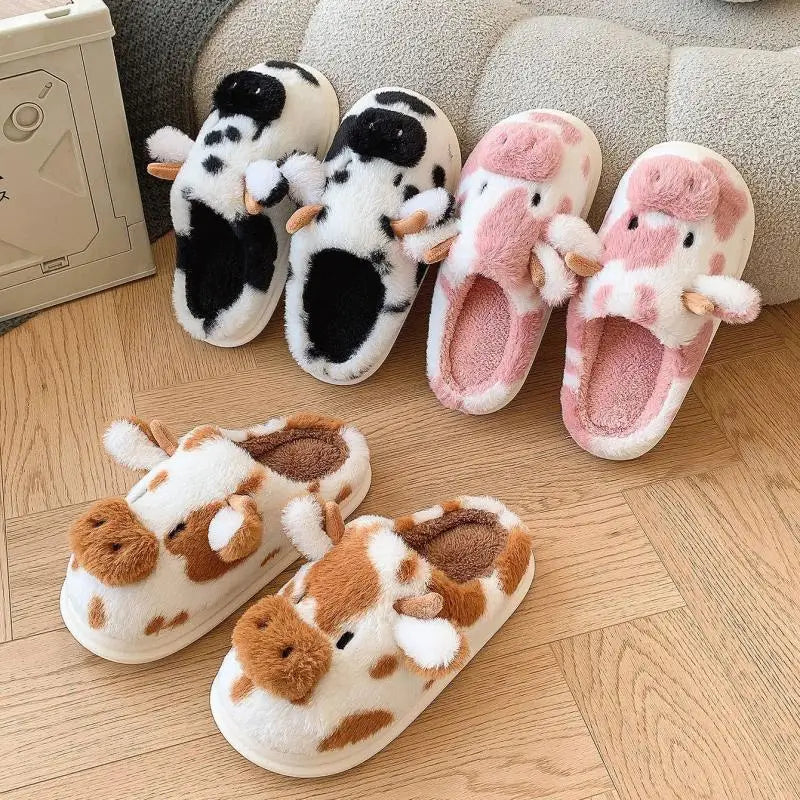 Fuzzy Cow Slippers